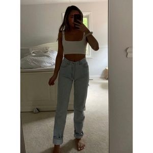 Vintage 80s 90s Guess • denim high waist light wash tapered leg mom jeans sz 24